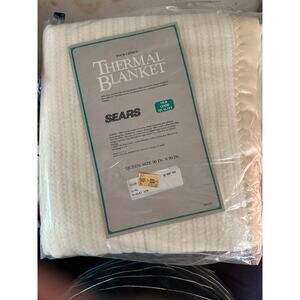 NOS Sears Your Choice Thermal Blanket; 100% acrylic; Queen Size; Champagne; PROP